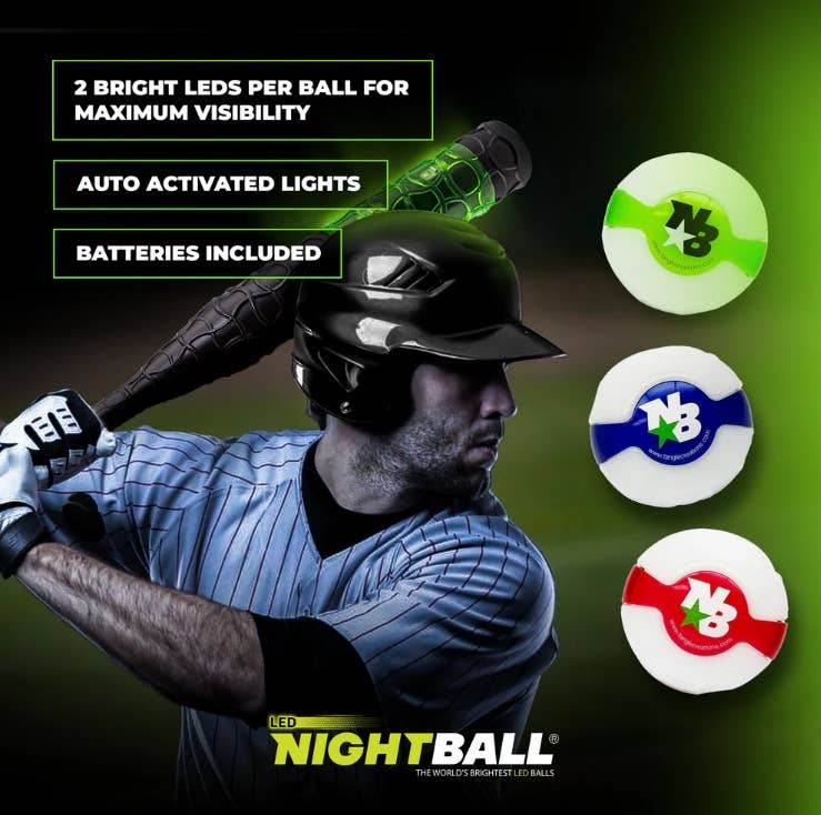 NightBall® Light-Up LED Baseballs 3-pack