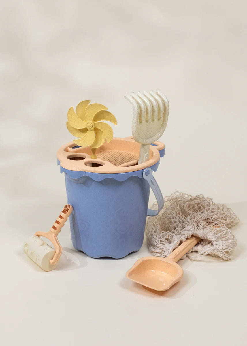 Oversized 6-Piece Wheat Straw Sand Toy Set - Bucket & Accessories