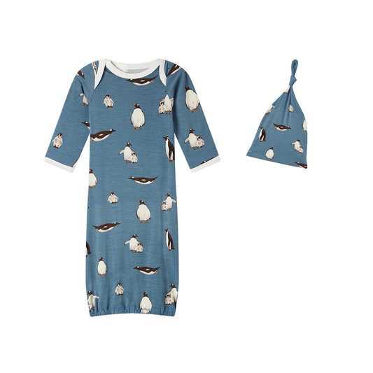 Penguin Newborn Gown + Hat Set