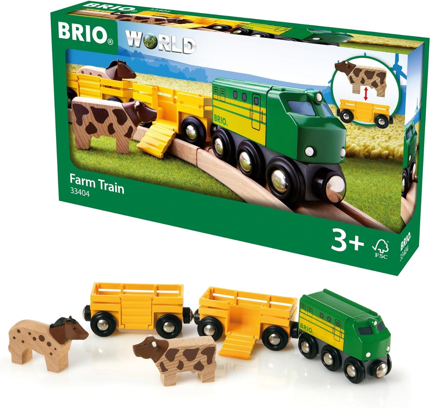 BRIO World 33404 Farm Train Set - 5-Piece FSC-Certified Accessories