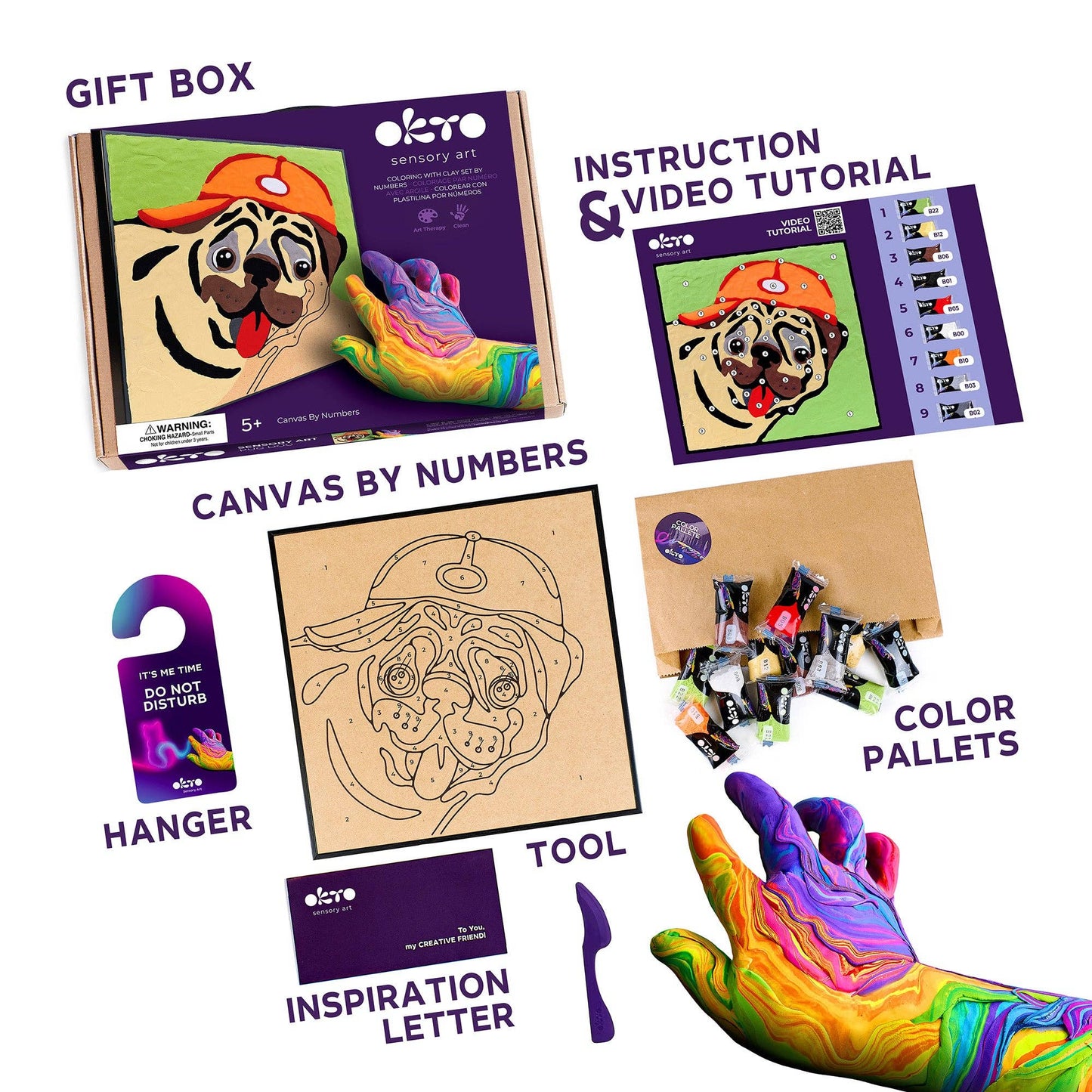 OKTO Clay by Numbers — Pug Dog — (16.54×12.01 in) — Ages 5+