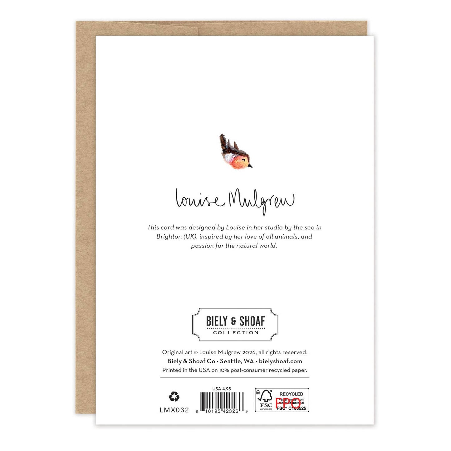 Polar Bear & Bird Merry Christmas Holiday Card