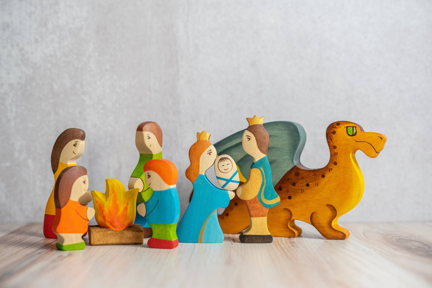 Waldorf Wooden Prince and Princess Figures: Light/blue