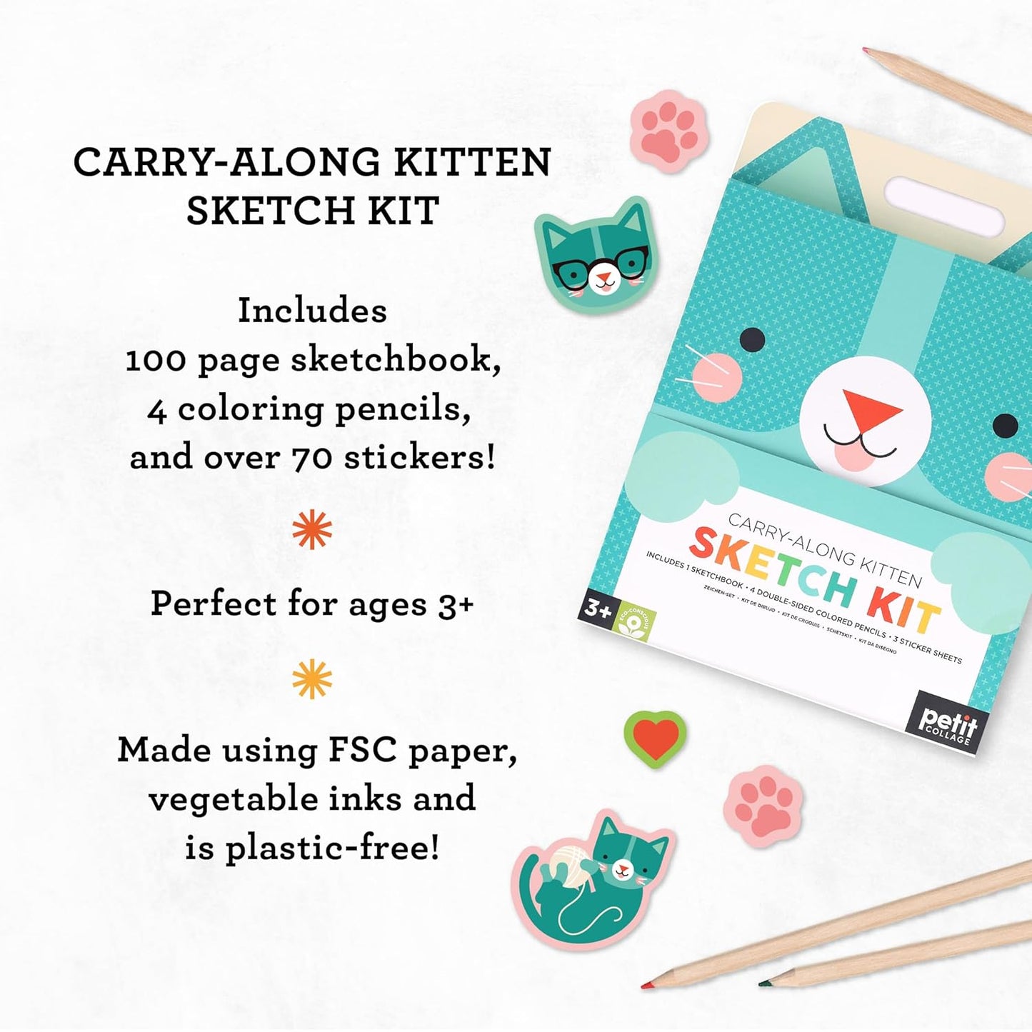 Carry-Along Kitten Sketch Kit - Petit Collage
