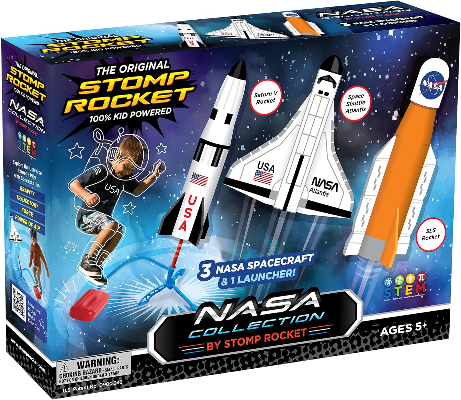 Triple Stomp Rockets Stomp Rockets, NASA Collection – Pebbles Toys & Gifts