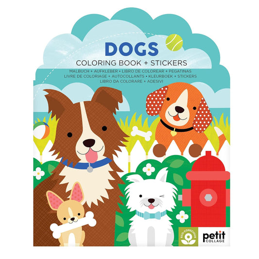 Petit Collage Dogs Coloring Book + Stickers