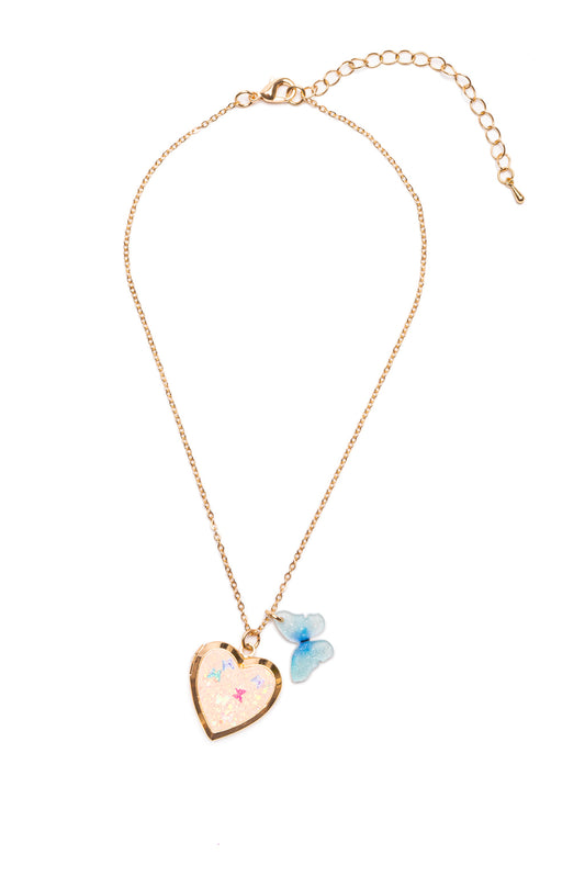 Butterfly Heart Locket Necklace