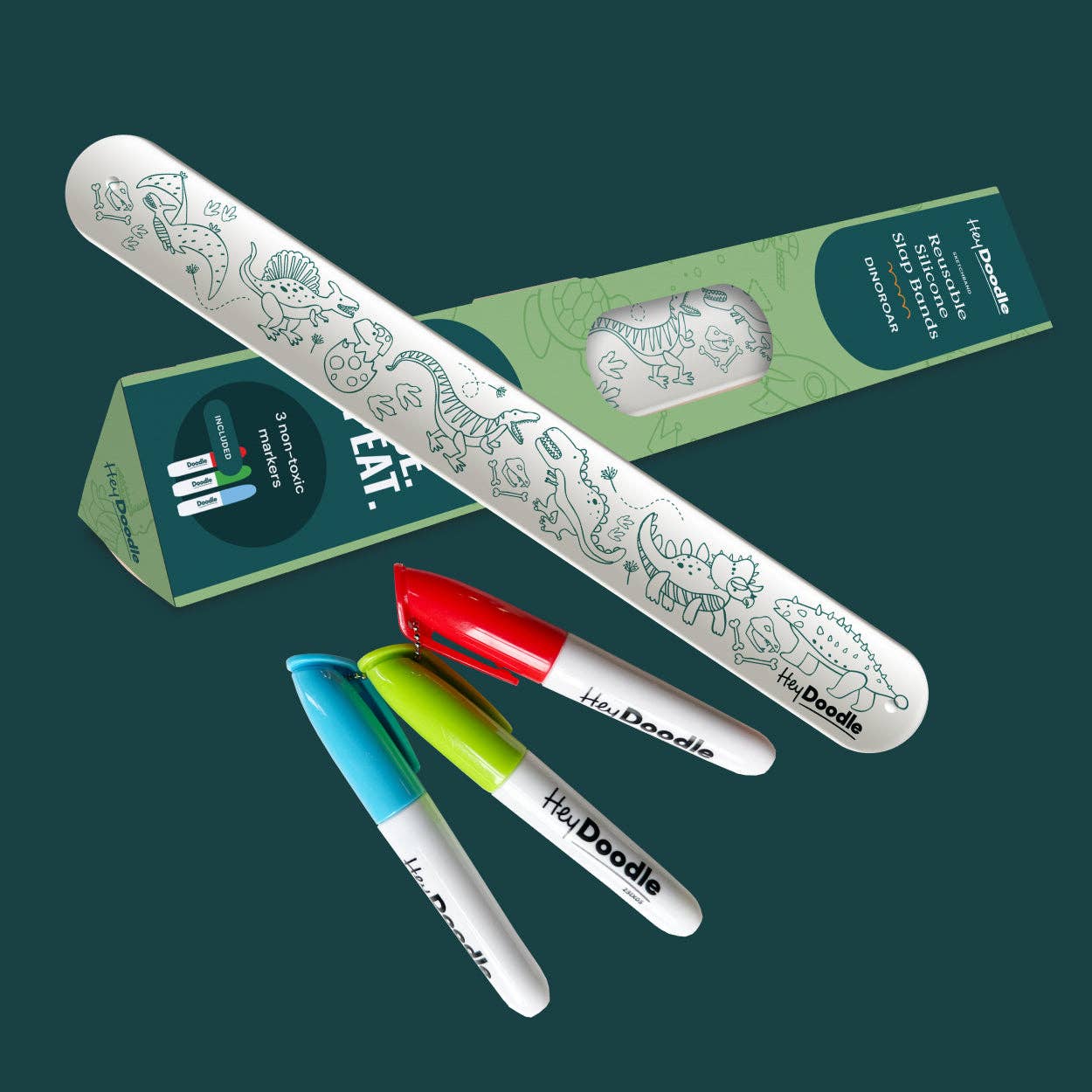 DinoRoar Sketchband - Reusable Coloring & Doodle Slap Bracelet