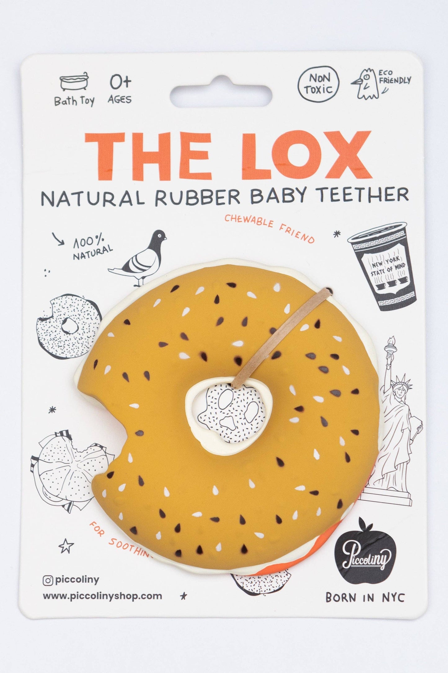 Olmo inspired Lox Bagel Natural Rubber Baby Teether