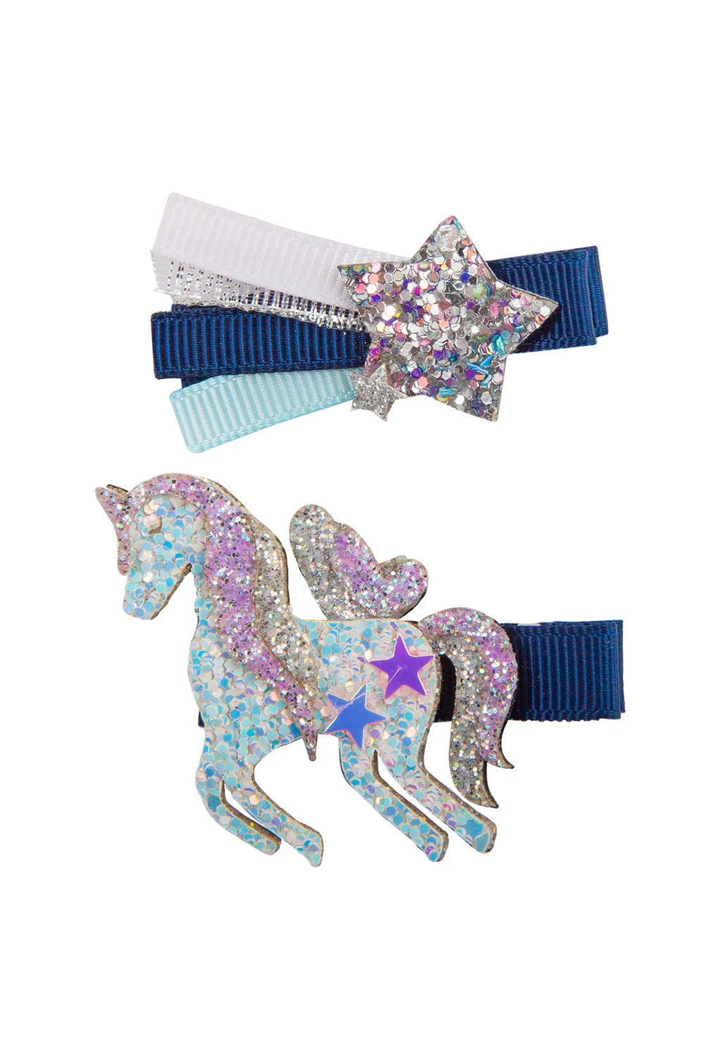 Boutique Navy Unicorn Star Hair Clip
