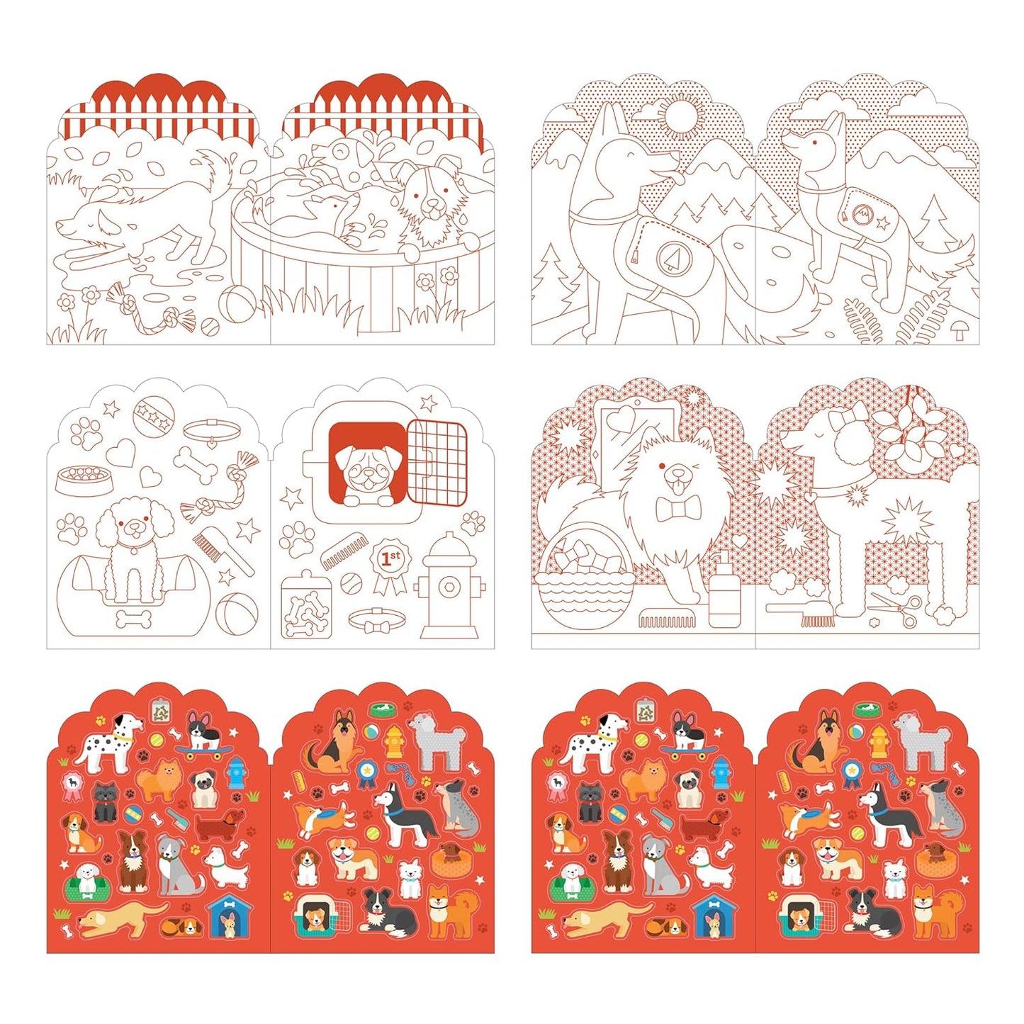 Petit Collage Dogs Coloring Book + Stickers