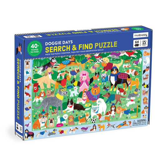 64 Piece Search and Find Puzzle: Doggie Days