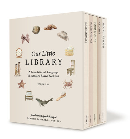 Our Little Library Vol. 2: First 100 Words Board Book Box Set, including Ocean Animals, Safari Animals, Food and Drink, Clothes, and Around the House