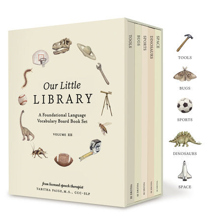 Our Little Library Vol. 3: Dinosaurs, Space, Tools, Bugs, and Sports Board Book Set for Boys & Girls