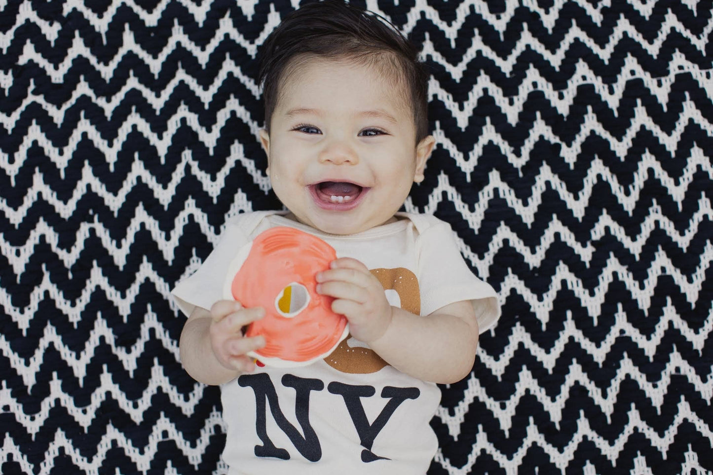 Olmo inspired Lox Bagel Natural Rubber Baby Teether