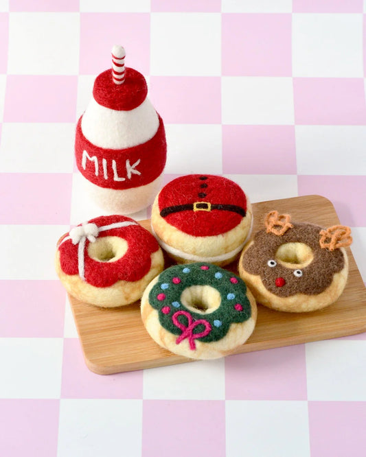 Santa's Milk and 4 Christmas Donuts - Magical Christmas Play Food Set