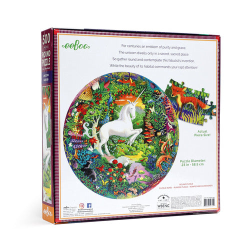 Unicorn Garden 500pc Round Puzzle