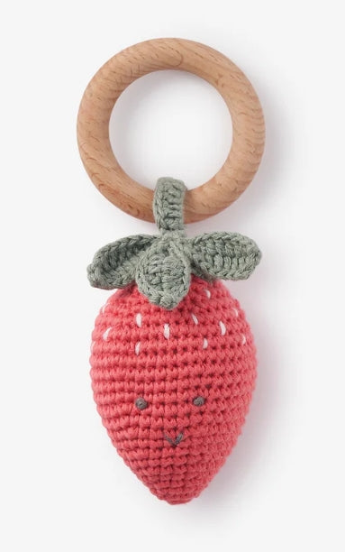 Ring Rattle Strawberry Wood