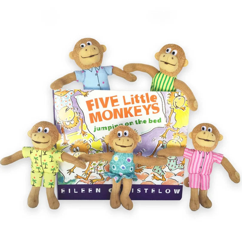 5 Little Monkeys Finger Puppets and Book Set