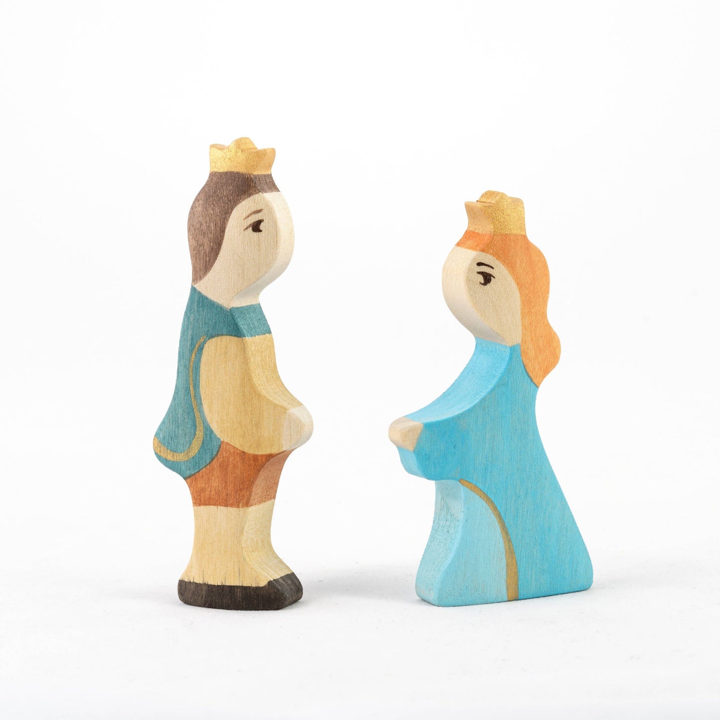 Waldorf Wooden Prince and Princess Figures: Light/blue