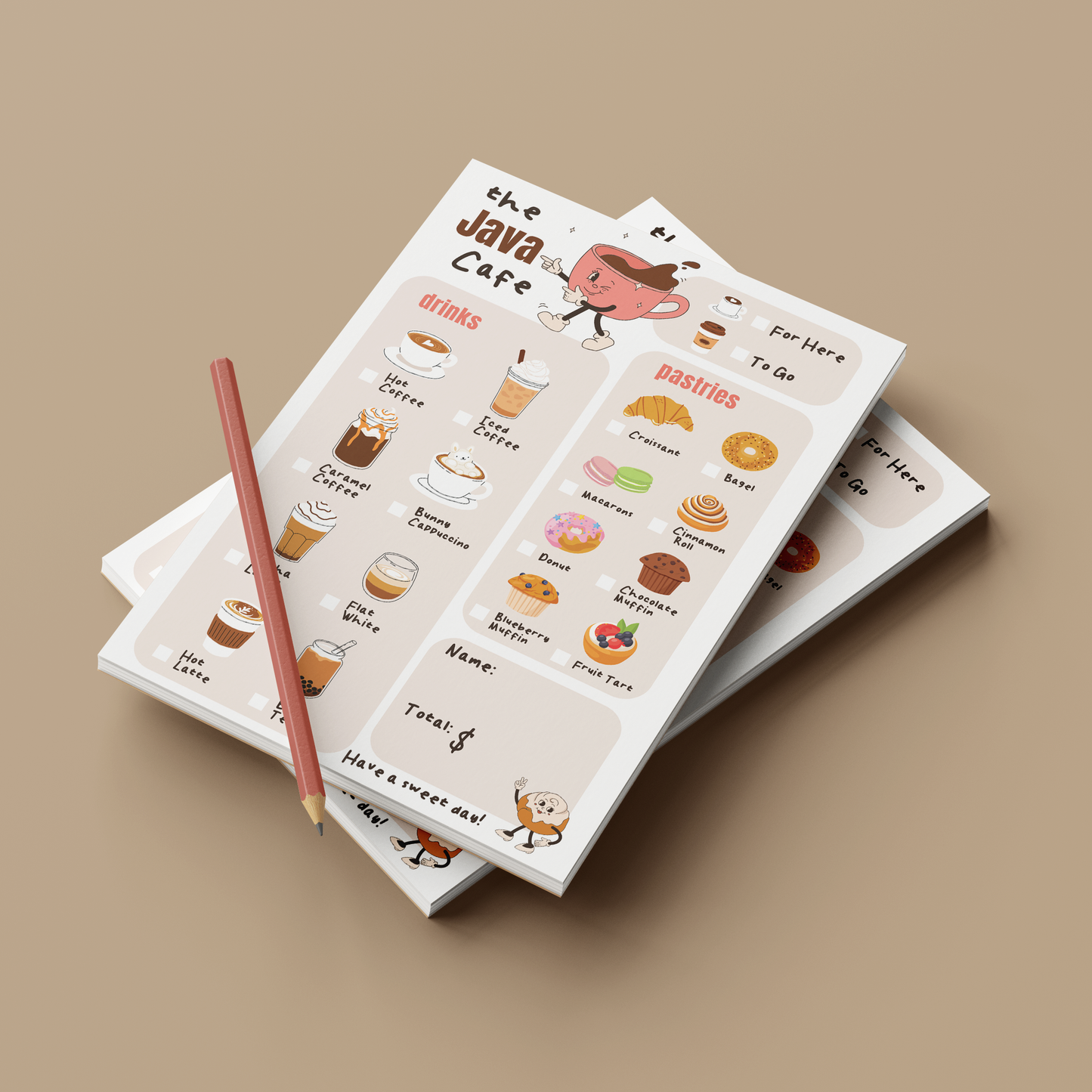 Kids Pretend Play Coffee Shop Notepad