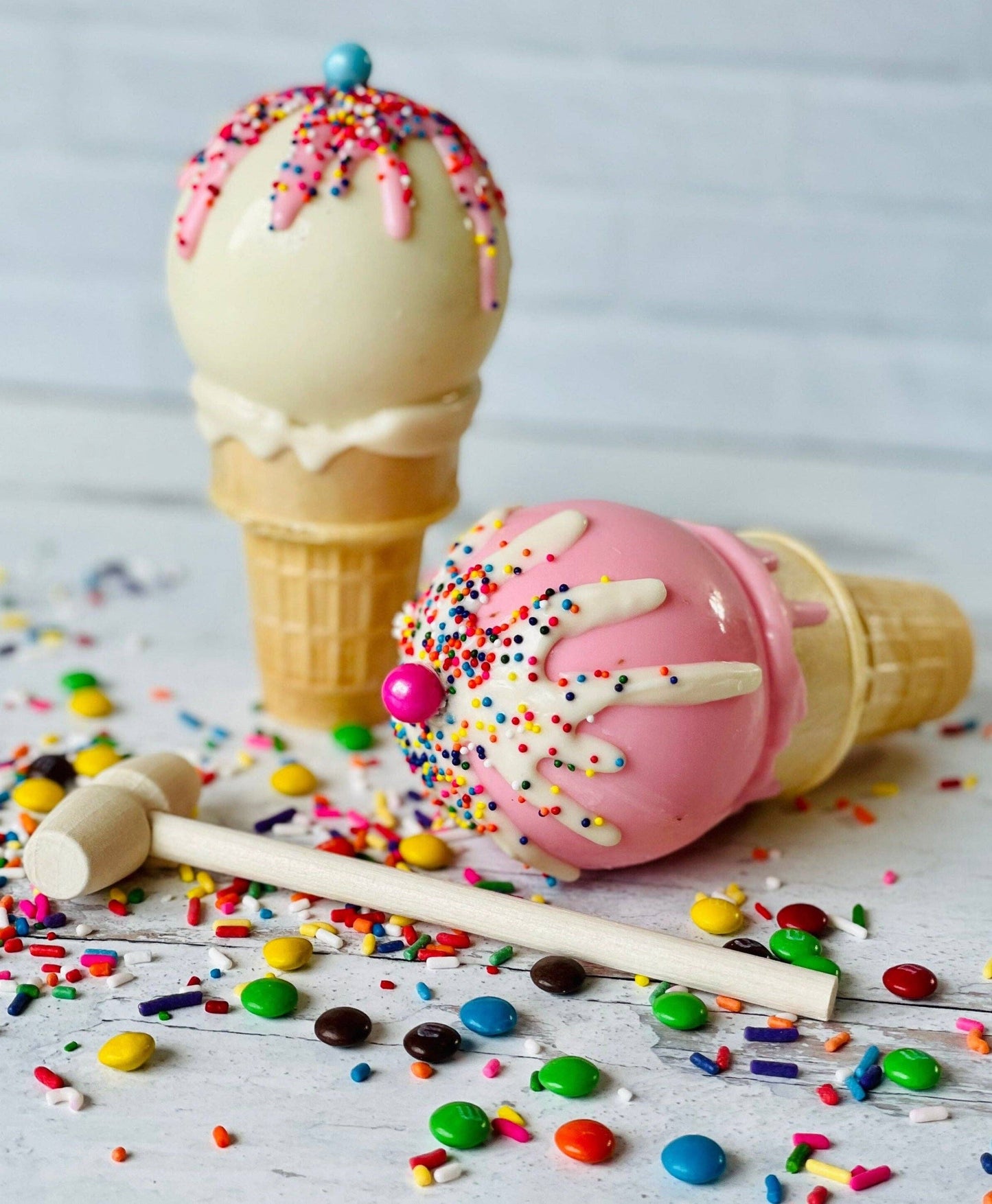Chocolate Breakable Ice Cream Cones : (Milk Chocolate) and M&M