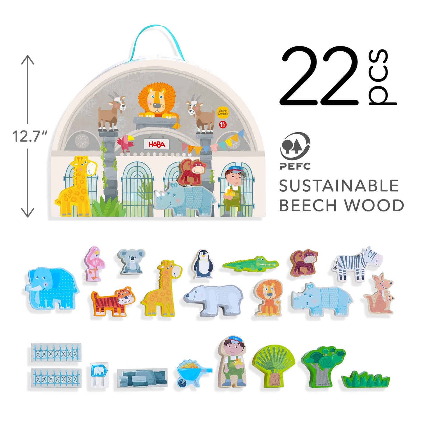 Play World at the Zoo - Interactive Wooden Animal Playset