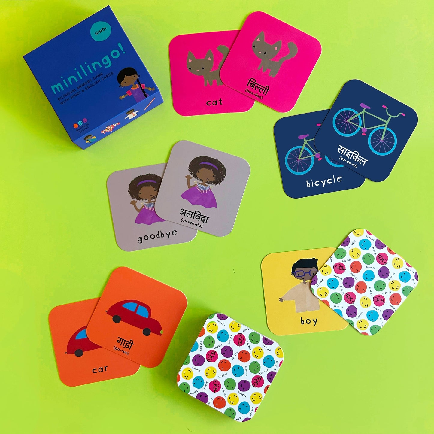 Minilingo Hindi/English Bilingual Flashcards for Kids
