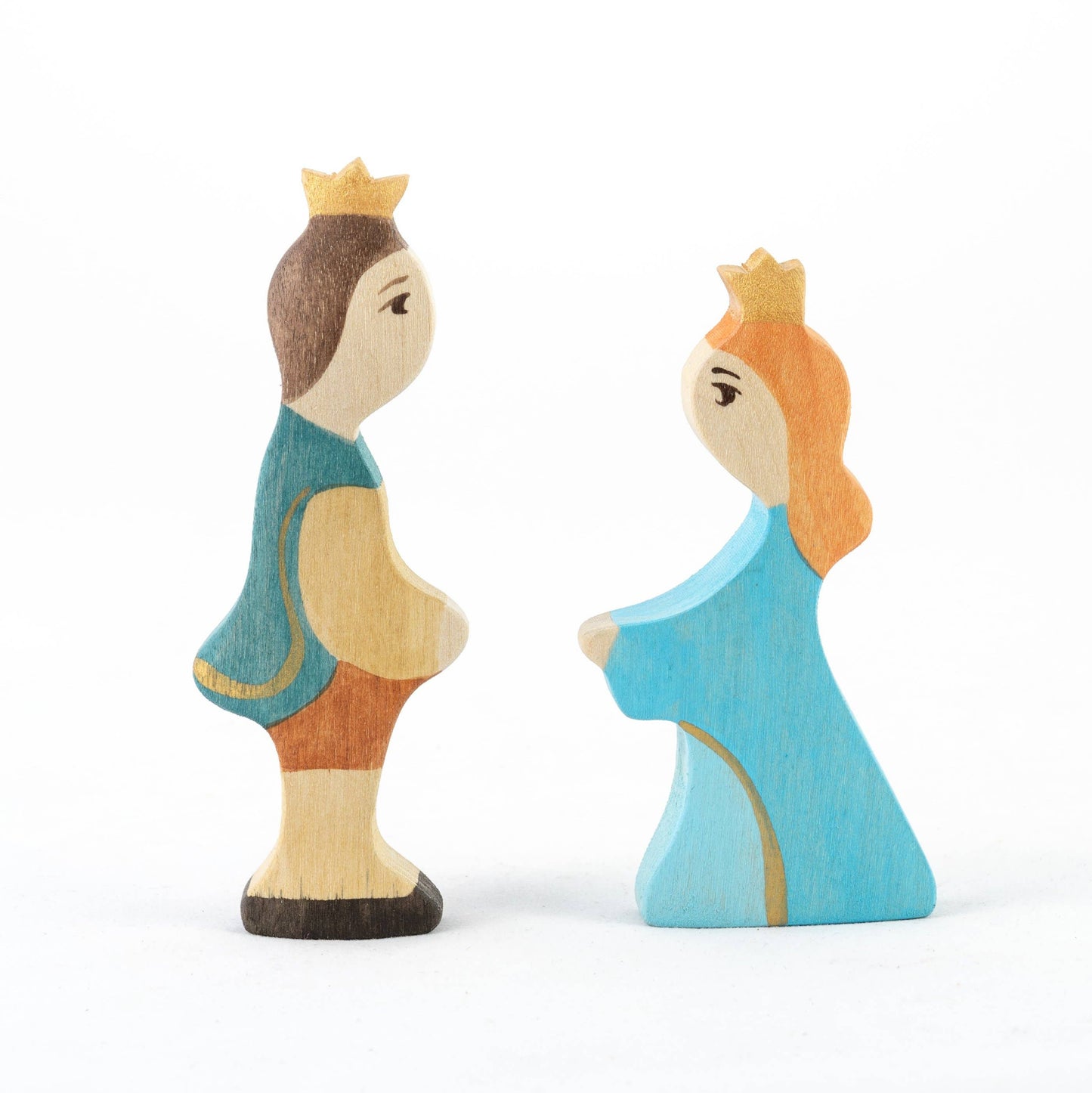 Waldorf Wooden Prince and Princess Figures: Light/blue