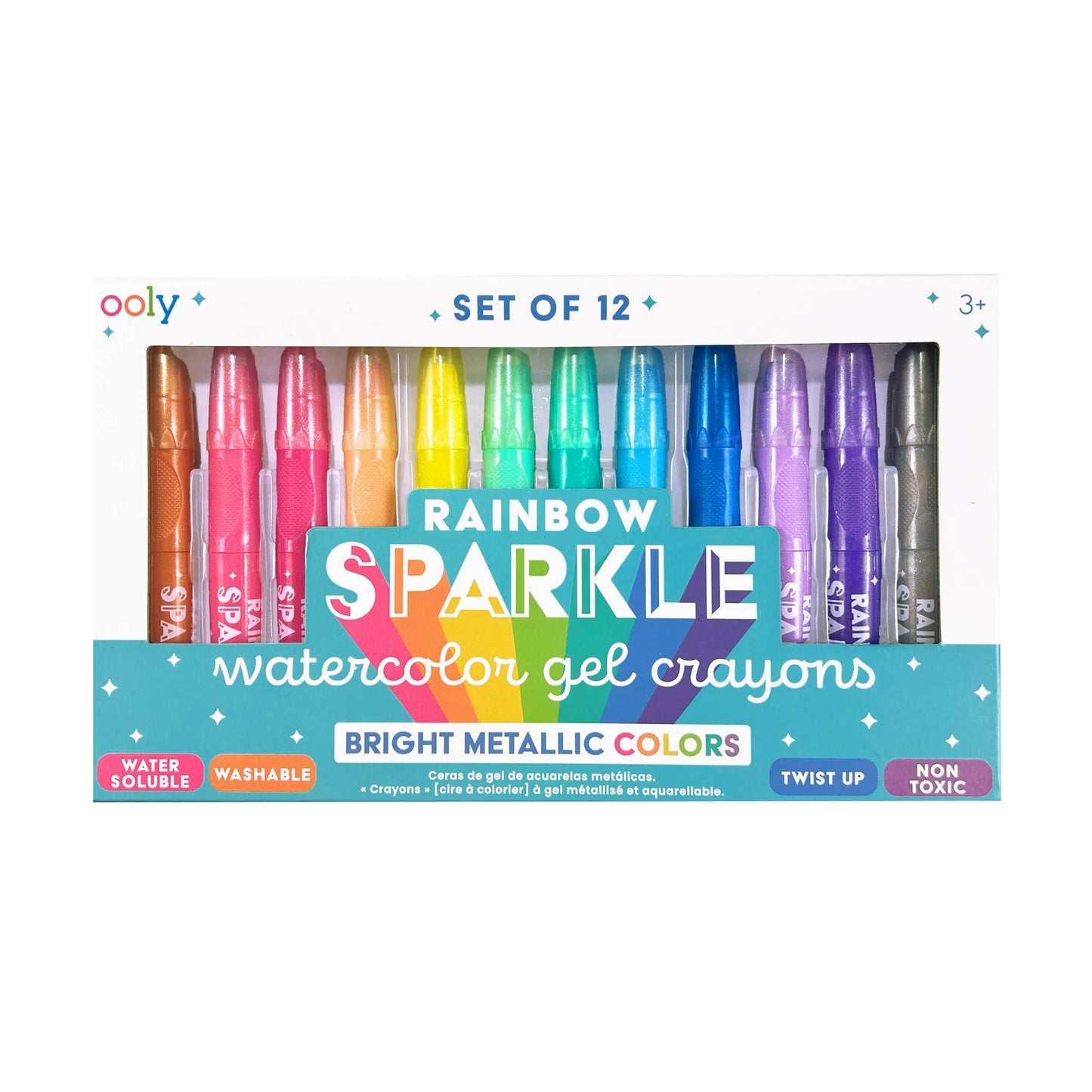 Rainbow Sparkle: Watercolor Gel Crayons (Set of 12)