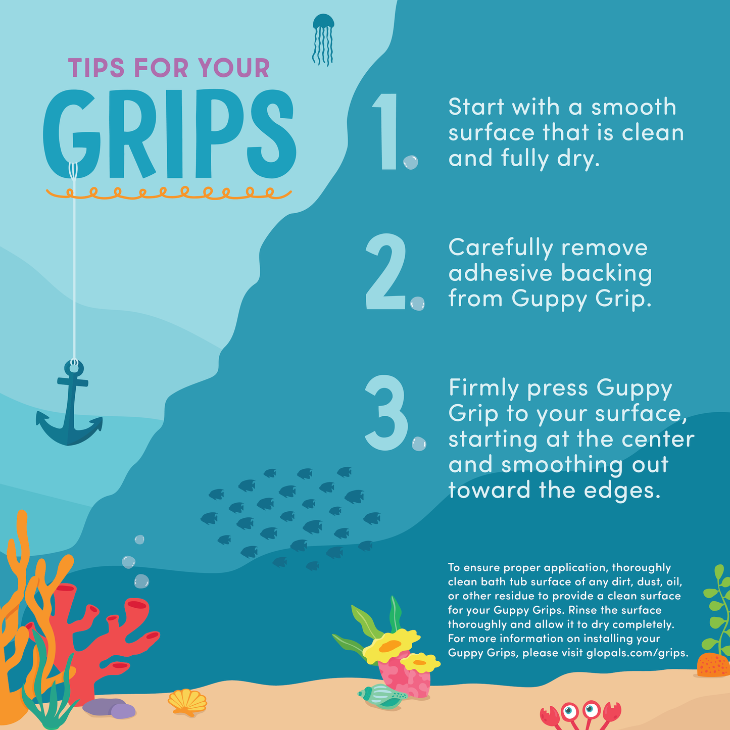Glo Pals Guppy Grips - Glow In The Dark! 