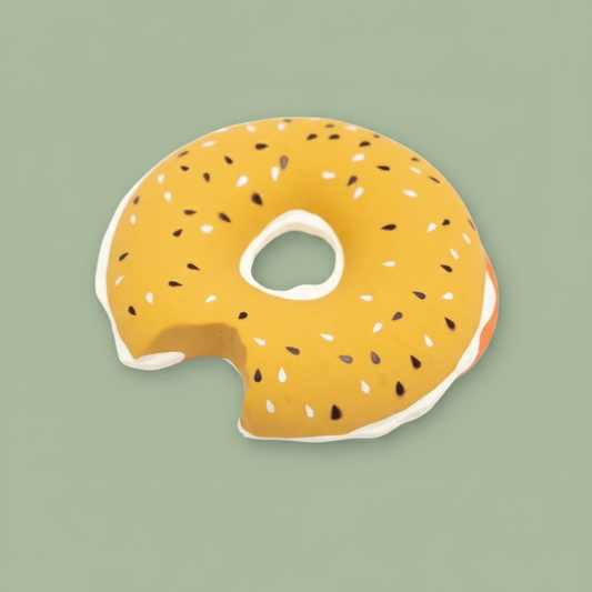 Olmo inspired Lox Bagel Natural Rubber Baby Teether