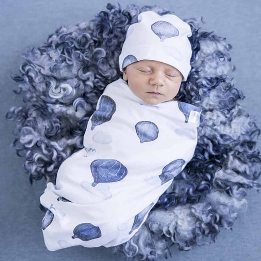 Cloud Chaser! Baby Jersey Wrap and Beanie Set