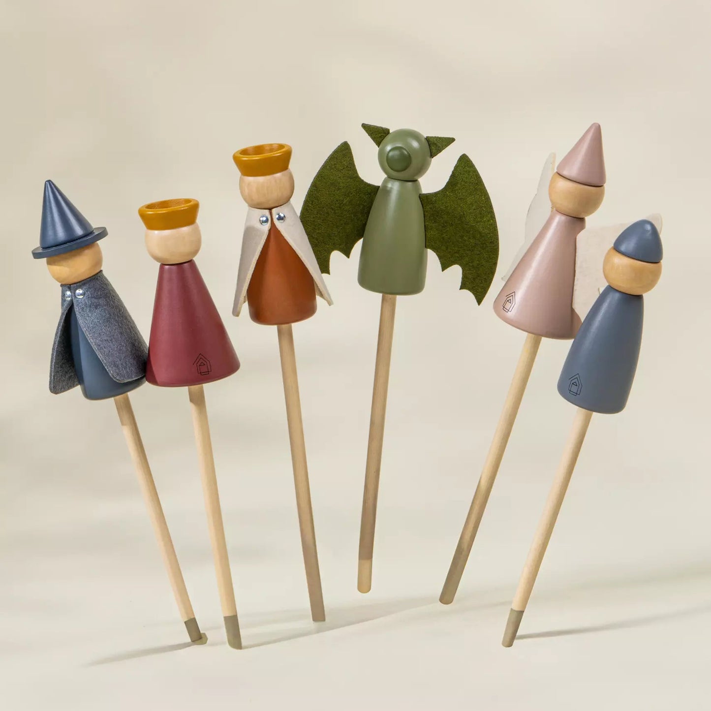 Set of 6 Wooden Puppets