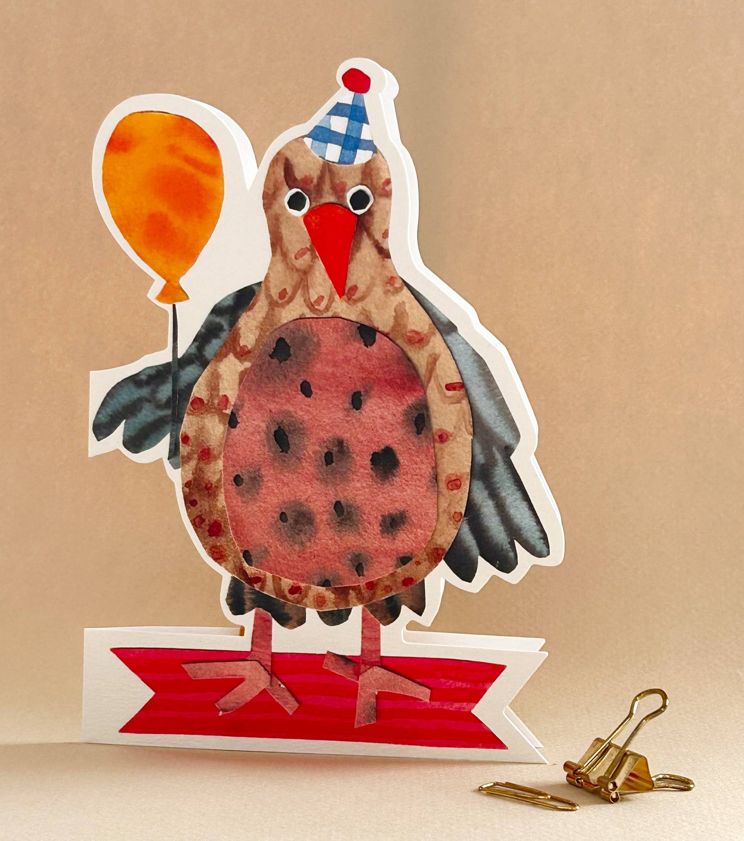 BLANK DIECUT PARTY PIGEON GREETING CARD POET & PAINTER