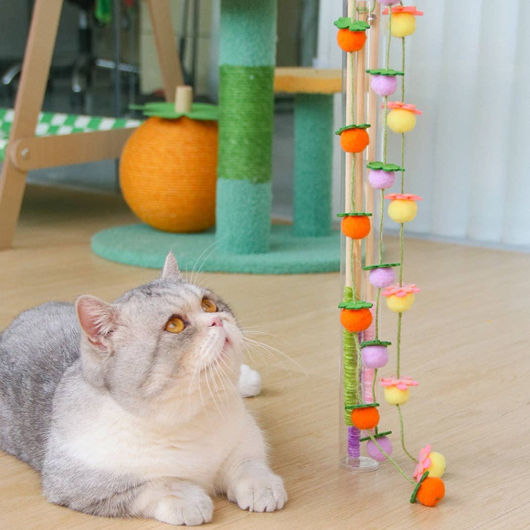Hanging Pom Wand Interactive Cat Toy