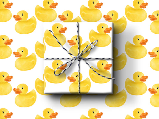 Rubber Ducks Wrapping Paper: 3 Sheets Rolled In Cello
