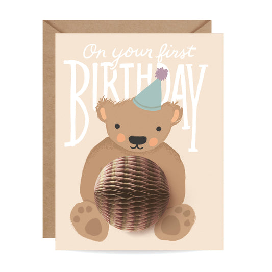 Pop-up Card - Teddy Bear - First Birthday