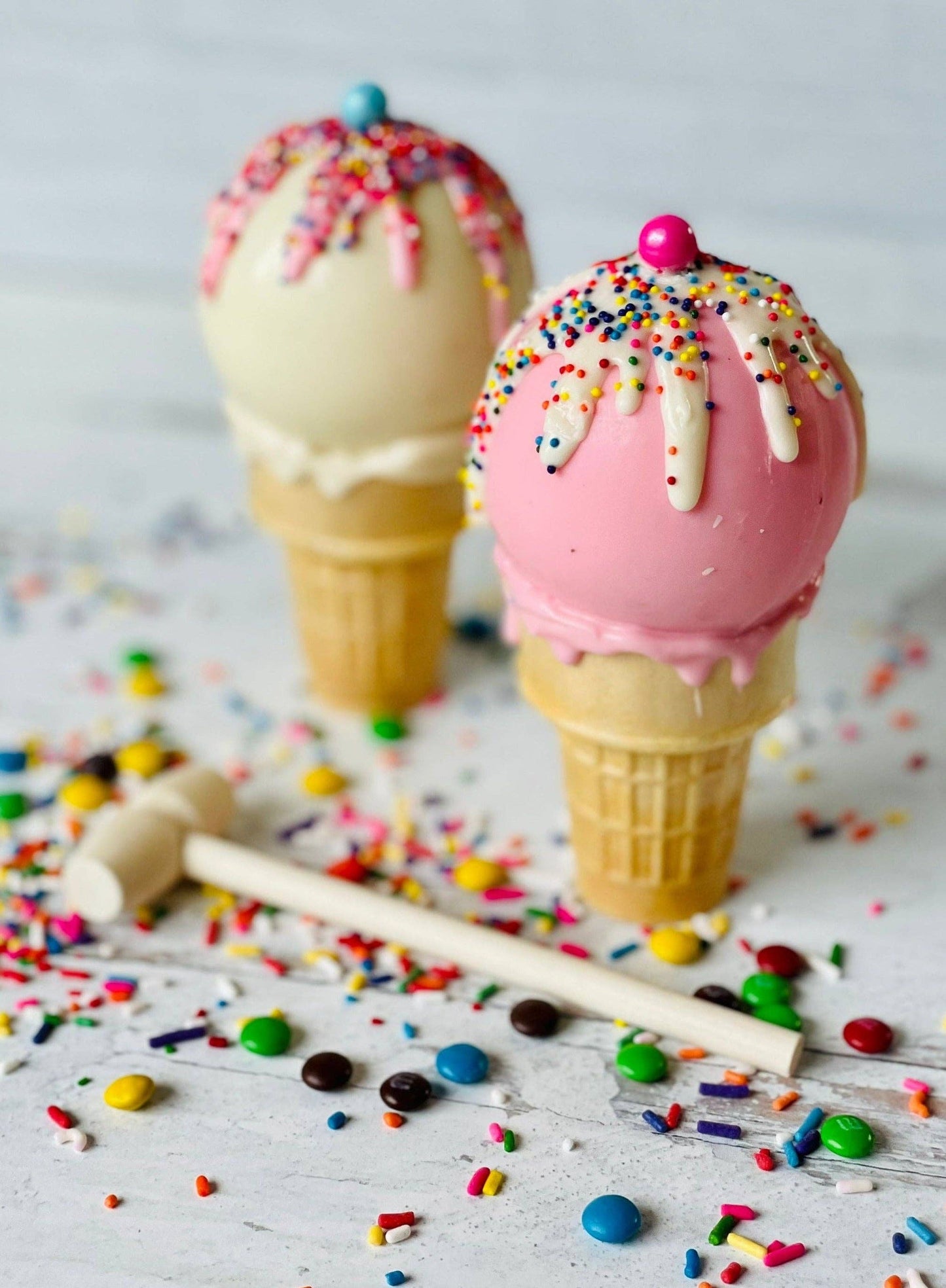 Chocolate Breakable Ice Cream Cones : (Milk Chocolate) and M&M