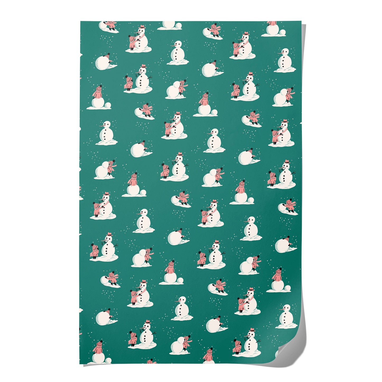 Building Snowman holiday wrapping paper