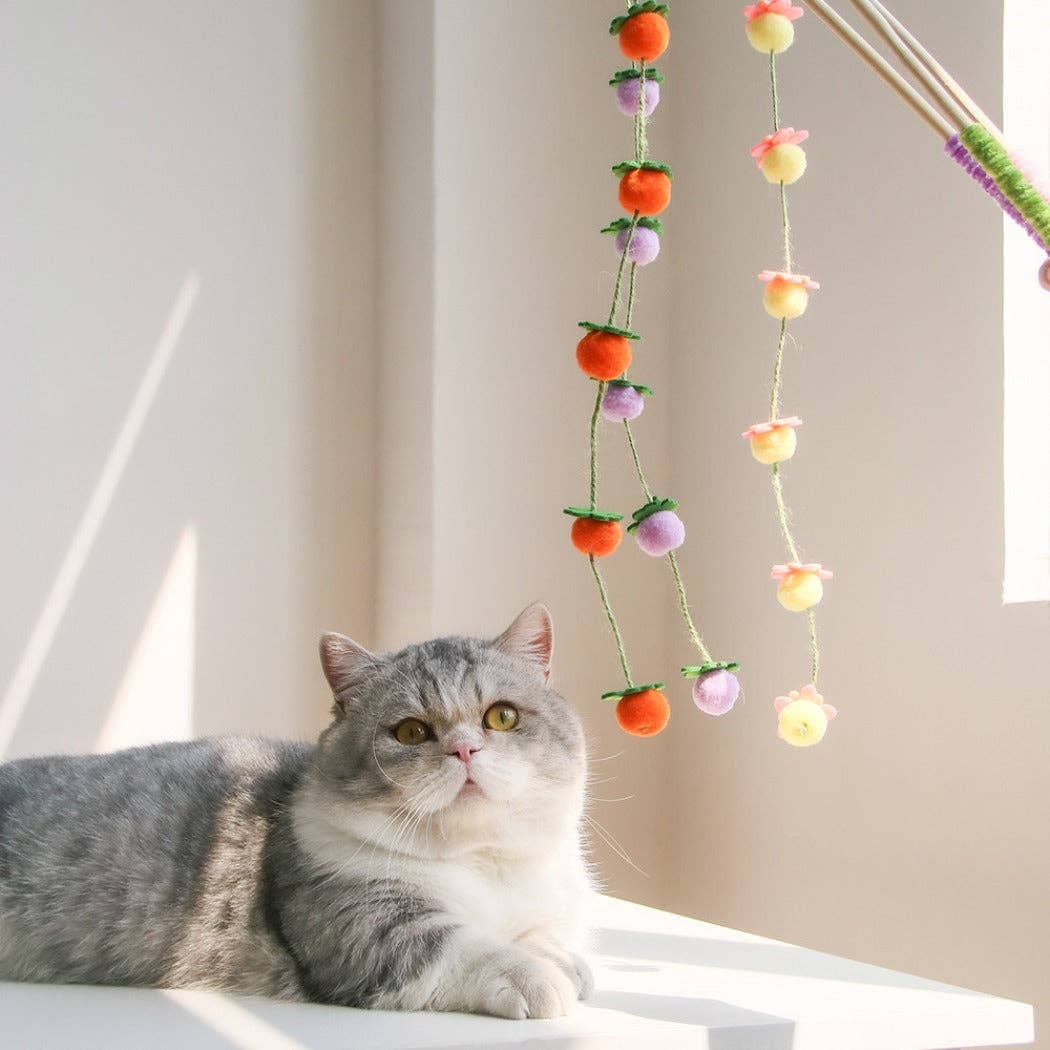Hanging Pom Wand Interactive Cat Toy