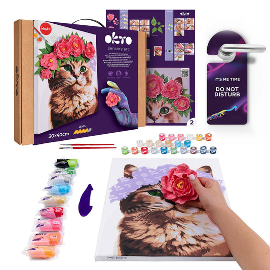 OKTO Air-Dry Clay 3D Painting Kit,  a Cat in a Flower Crown