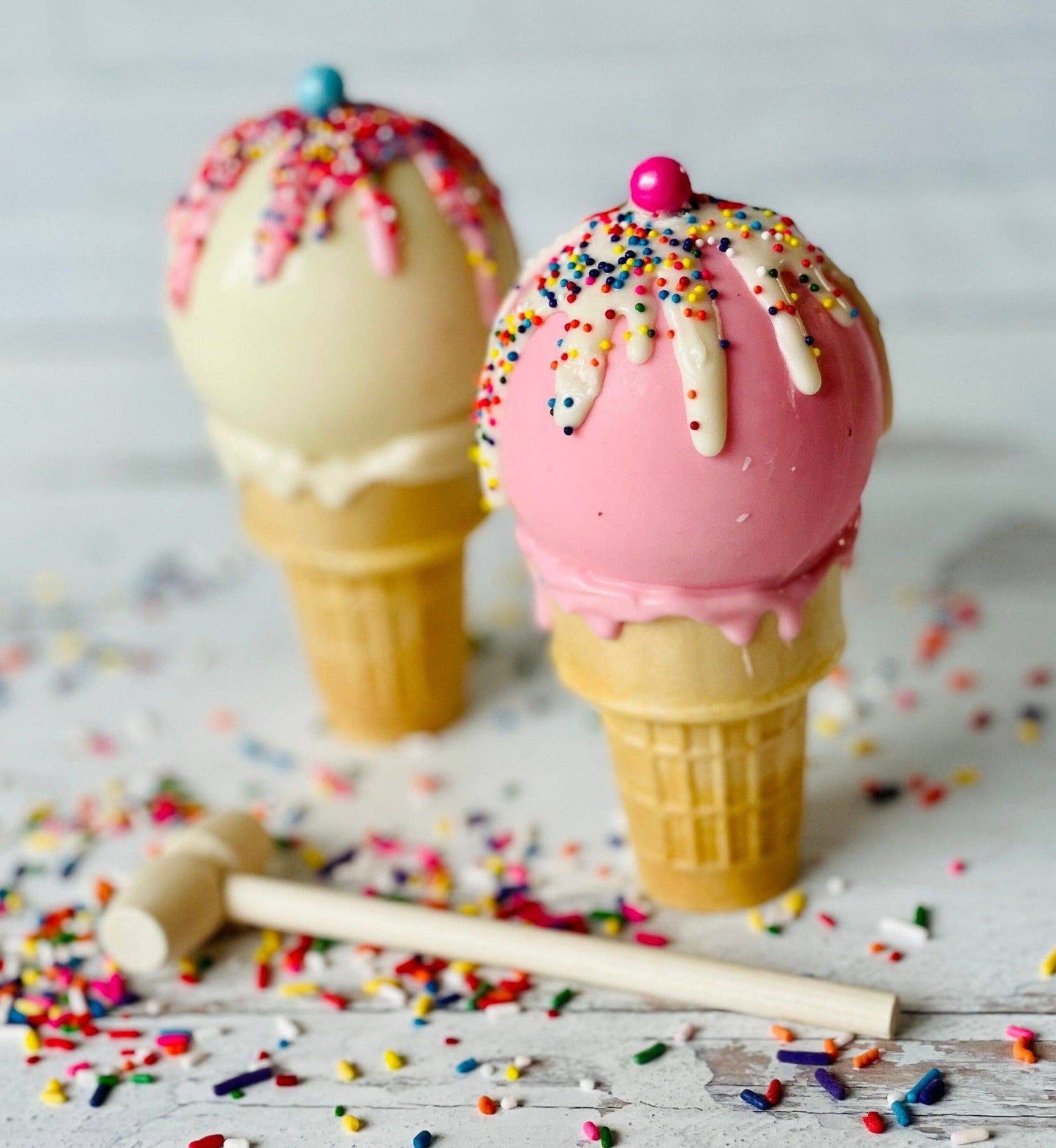 Chocolate Breakable Ice Cream Cones : (Milk Chocolate) and M&M