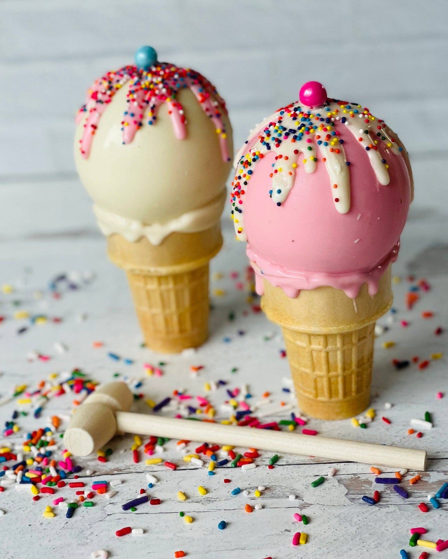 Chocolate Breakable Ice Cream Cones : (Milk Chocolate) and M&M
