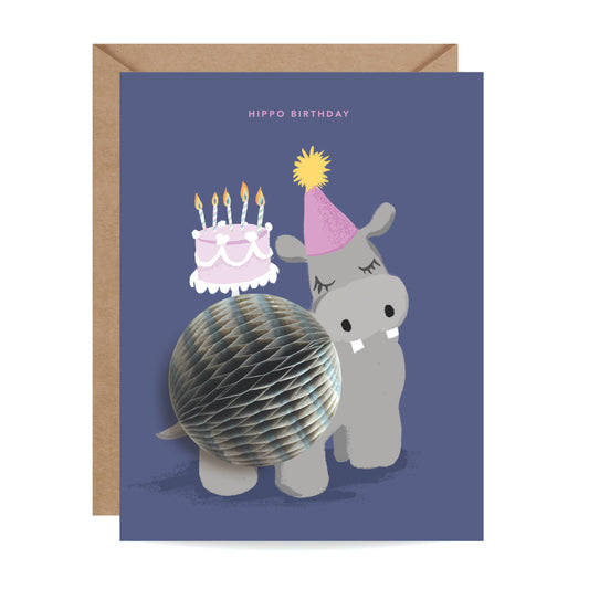Pop-up Card -  Hippo Birthday