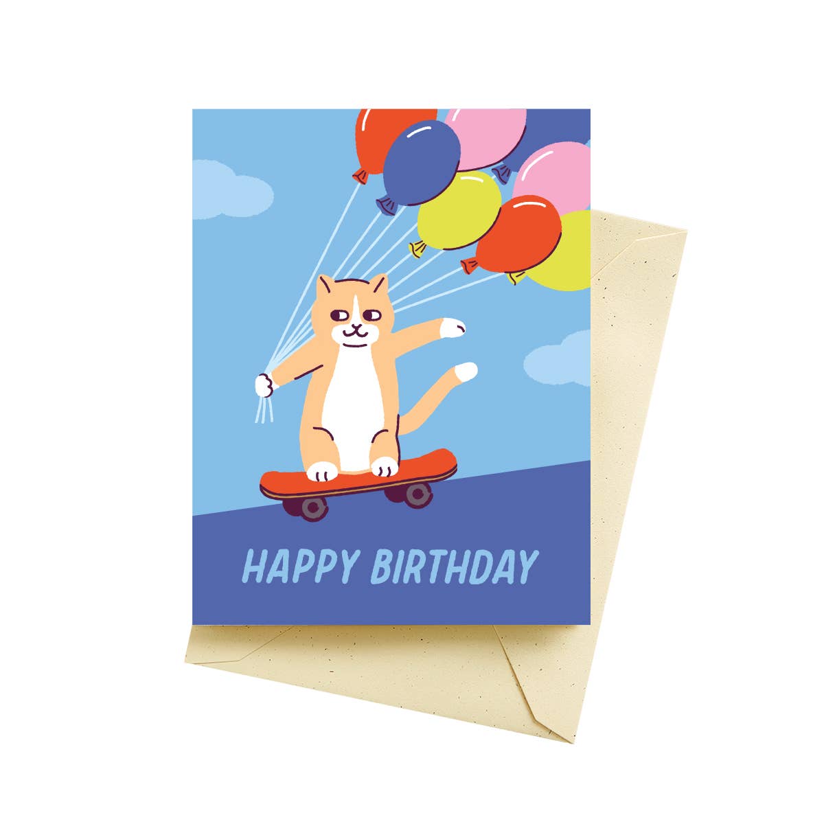 Skater Cat Birthday Cards