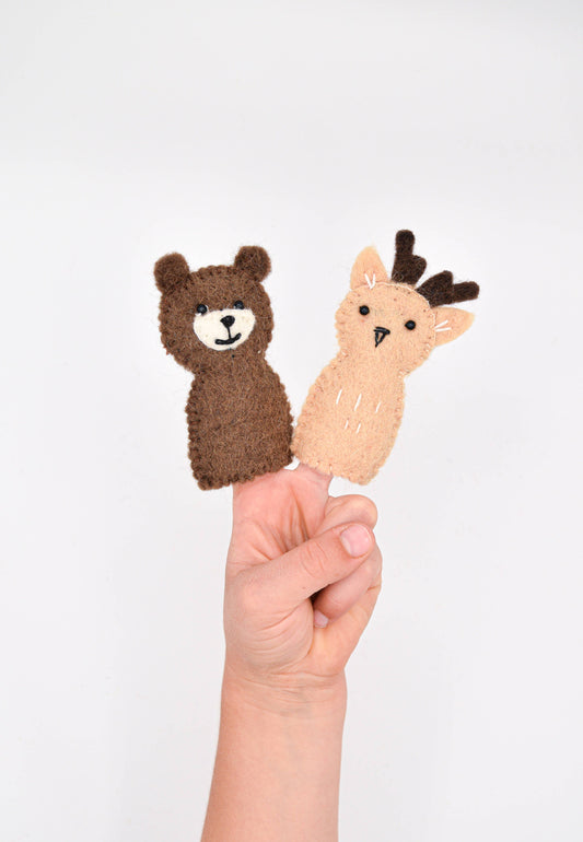 Finger Puppet - Reindeer and Brown Bear Set