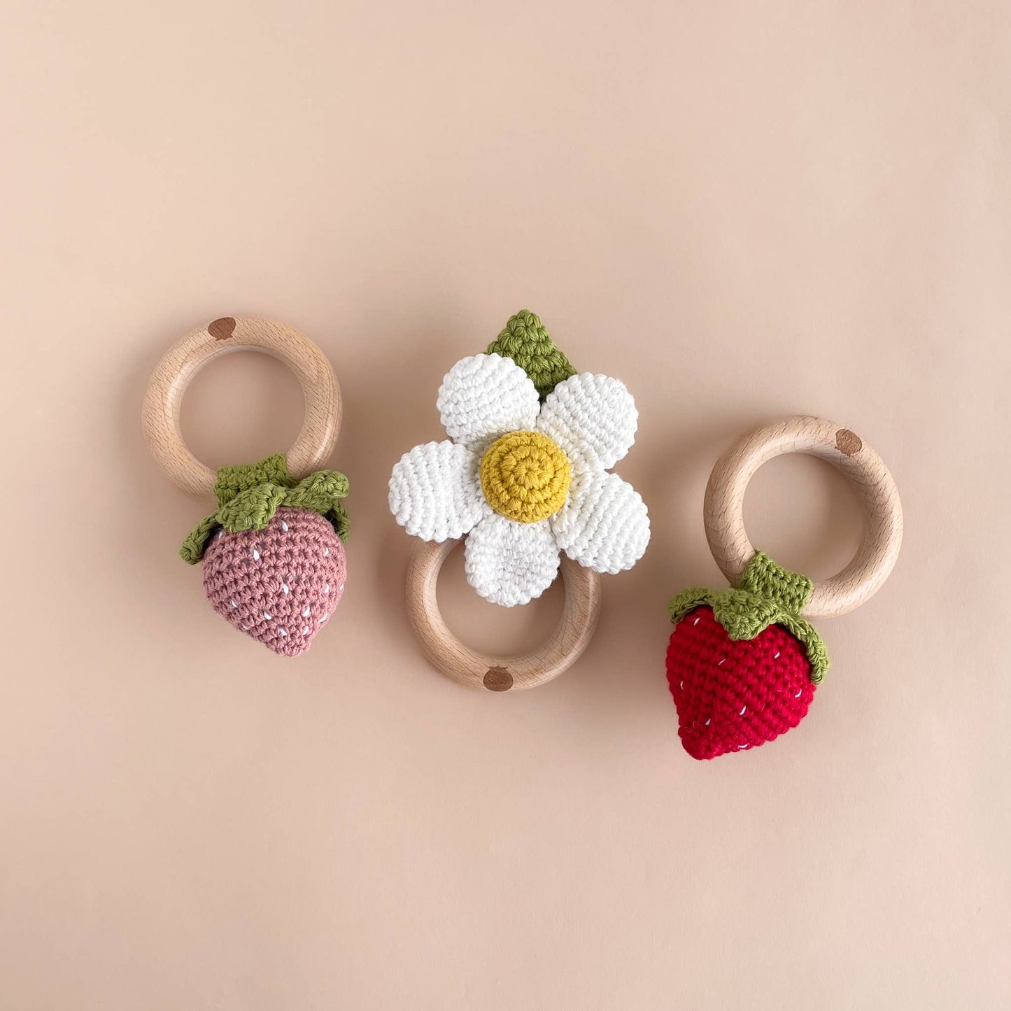 White Cotton Flower Crochet Rattle