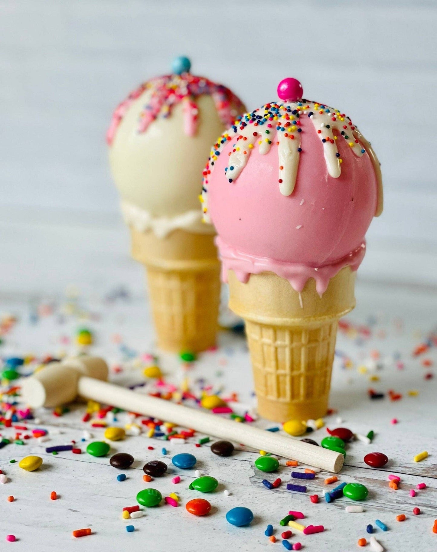 Chocolate Breakable Ice Cream Cones : (Milk Chocolate) and M&M
