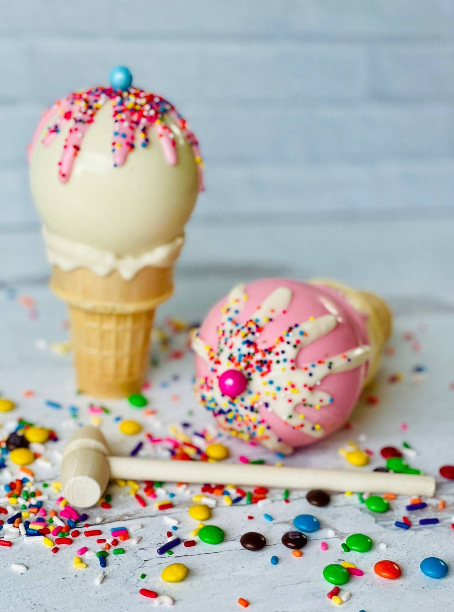 Chocolate Breakable Ice Cream Cones : (Milk Chocolate) and M&M